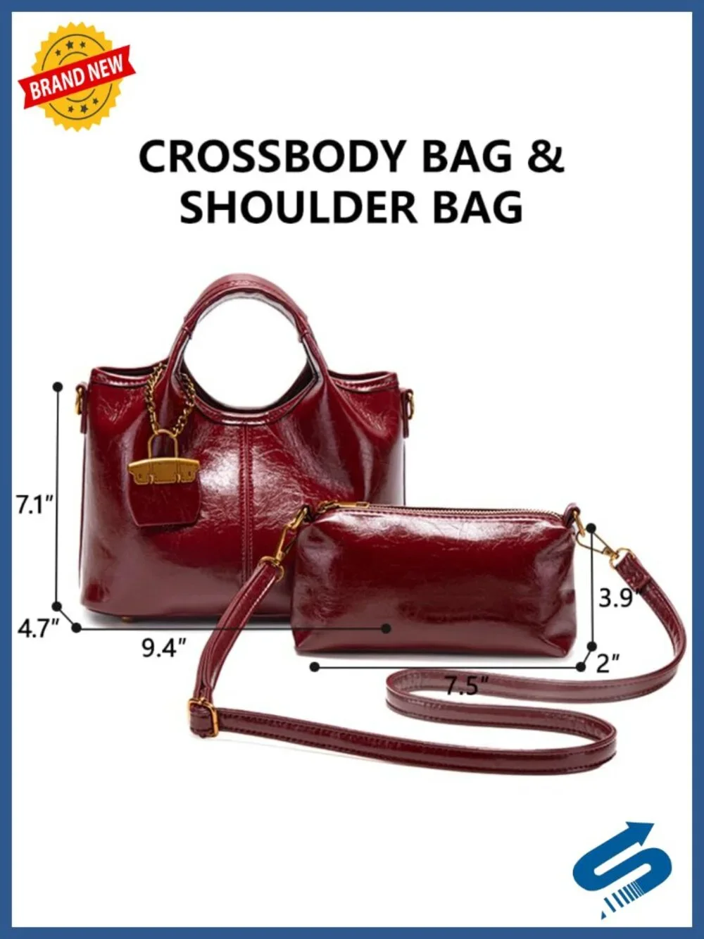 Vegan Leather Tote Bag with Detachable Satchel Strap, Multi-Way Hobo Purse